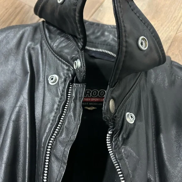 Vintage leather jacket biker jacket size Large heavy duty - Picture 6 of 13